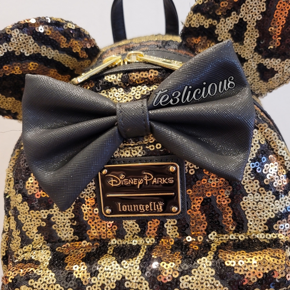 DISNEY PARKS LOUNGEFLY LEOPARD PRINT BACKPACK - Picture 2 of 7